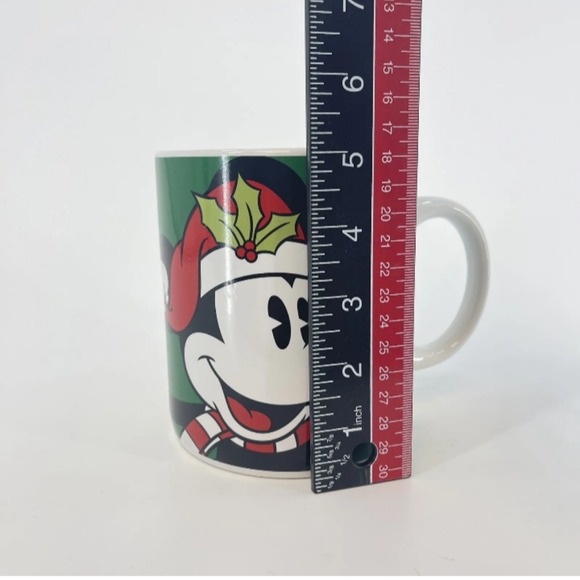 Disney Mickey Mouse XL Christmas Green & White Snowflake & Holly Leaf Mug 24 oz. - Picture 13 of 14